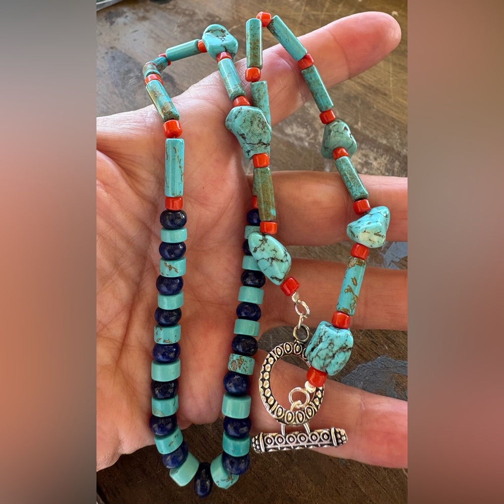 Turquoise necklace lapis 18 inch New